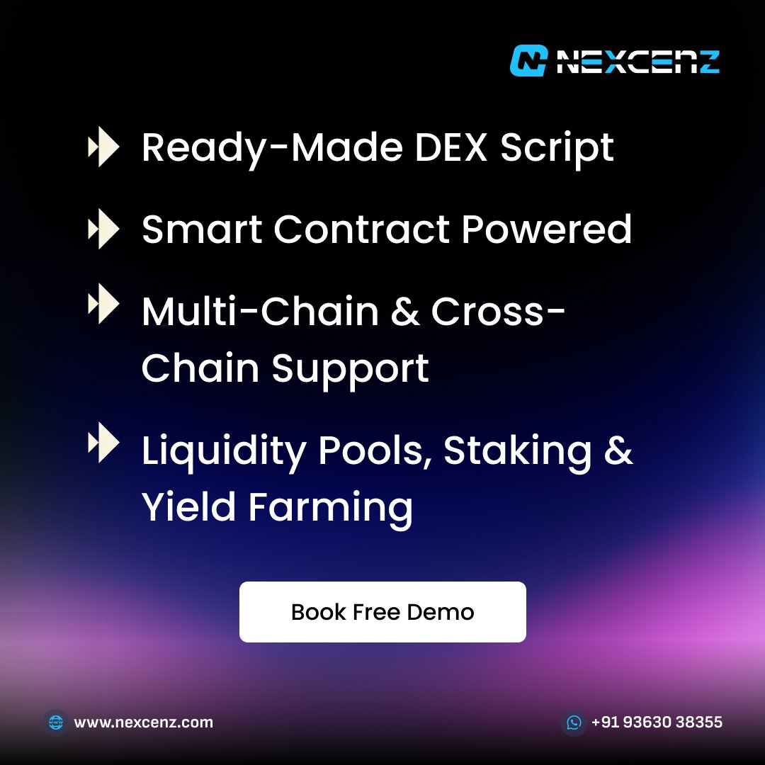 nexcenz's tweet image. Launch your own #DecentralizedExchange with a powerful,secure &amp;amp; scalable script!Enable seamless #CryptoTrading  with high liquidity,advanced security &amp;amp; smooth user experience

Get Free Demo-nexcenz.com/decentralized-…

#CryptoCouture #cryptocurrencytrading #CryptoNews #dex #p2p #Web3