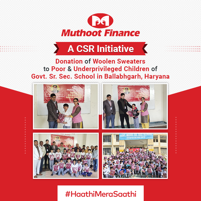 TheMuthootGroup's tweet photo. Muthoot Finance distributed woolen sweaters to over 250 underprivileged children at Govt. Sr. Sec. School, Fatehpur Billoch, Faridabad. Led by Mr. Dheerander, this initiative brings warmth to those in need this winter.💙🧣
#MuthootFinance #MuthootCSR #CSR https://t.co/Dy4XFUq21N