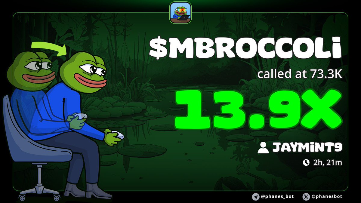 #mbroccli 14x call

75k -> 1m1

连续烹饪 <a href="/cz_binance/">CZ 🔶 BNB</a> 

t.me/RIOGemsCalls

t.me/BasedMakeDream…

#dog #MEMECoin #pepe #bnb #cz #Binance