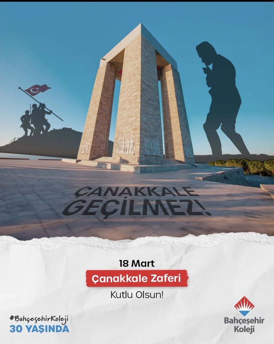 🇹🇷18 Mart Çanakkale Zaferi, azmin ve inancın simgesidir.
 
Birlik ve beraberlikle yazılan bu destanı unutmuyor, tarih boyunca ilham veren bu büyük zaferi elde eden Mustafa Kemal Atatürk ve silah arkadaşlarını saygıyla ve minnetle anıyoruz.
 
#BahçeşehirKoleji
#18MartCanakkaleZafe