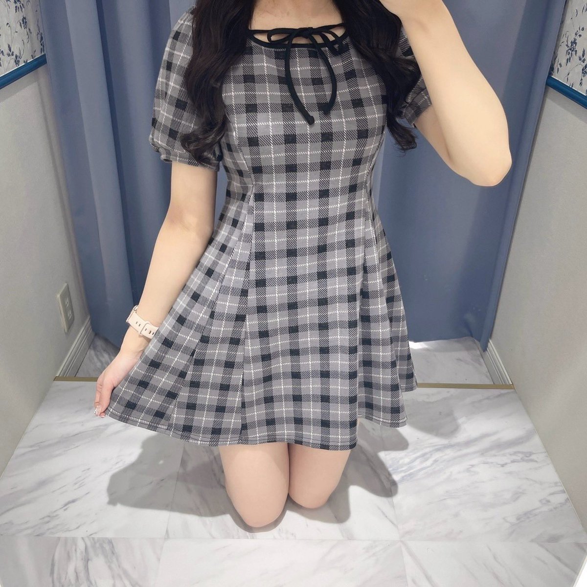 evelyn渋谷109店 #半袖チェックフィットOP color:PI/BE/CH price