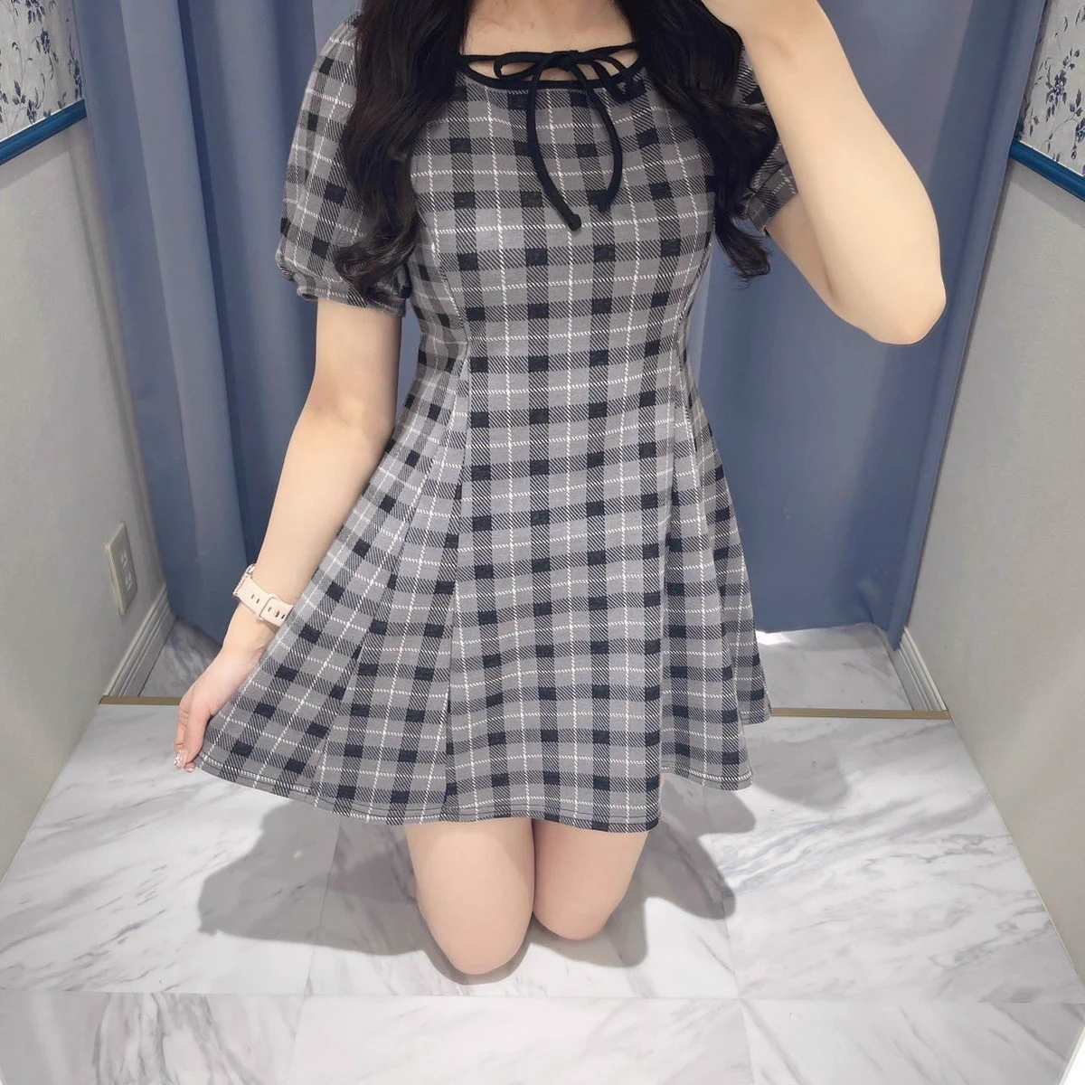 evelyn チェック柄 半袖 ワンピース evelyn on X: 