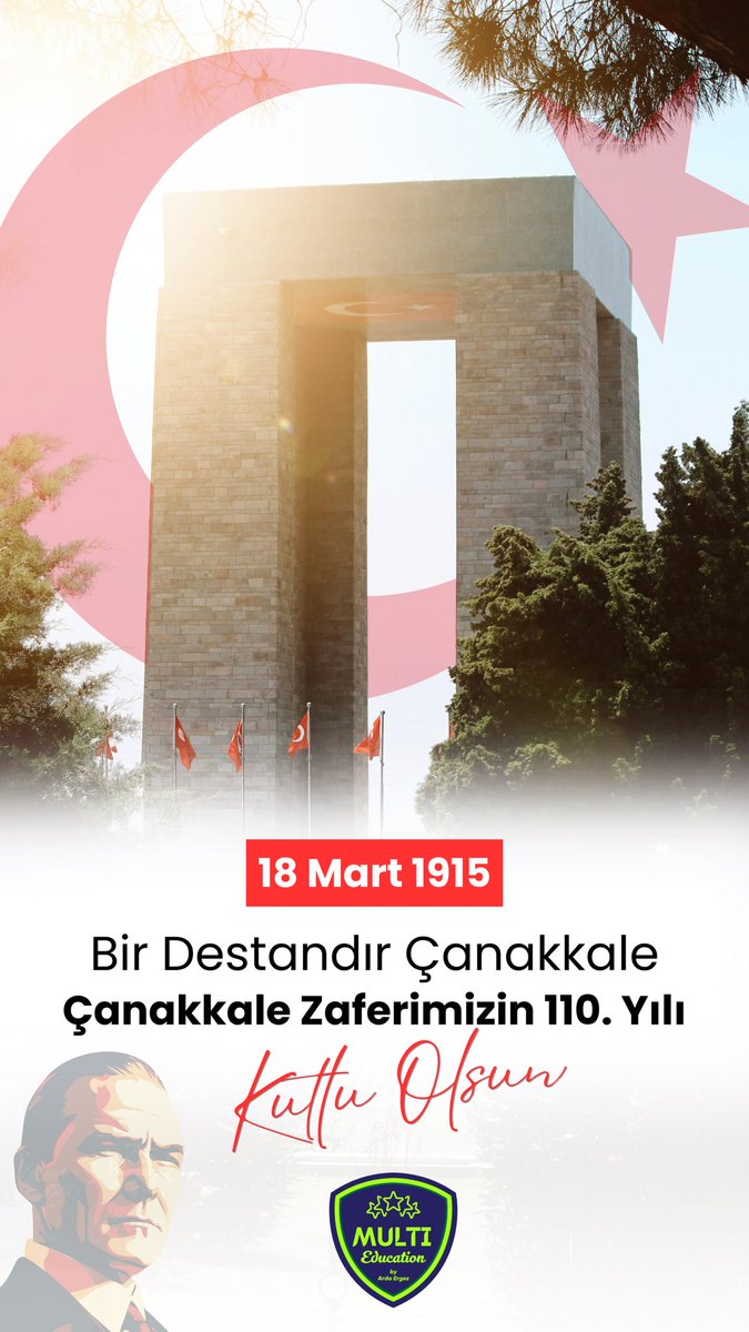 Çanakkale Zaferimizin 110. yılını kutluyor, başta Büyük Önder Mustafa Kemal Atatürk olmak üzere aziz şehitlerimizi minnet ve şükranla anıyoruz. 🇹🇷