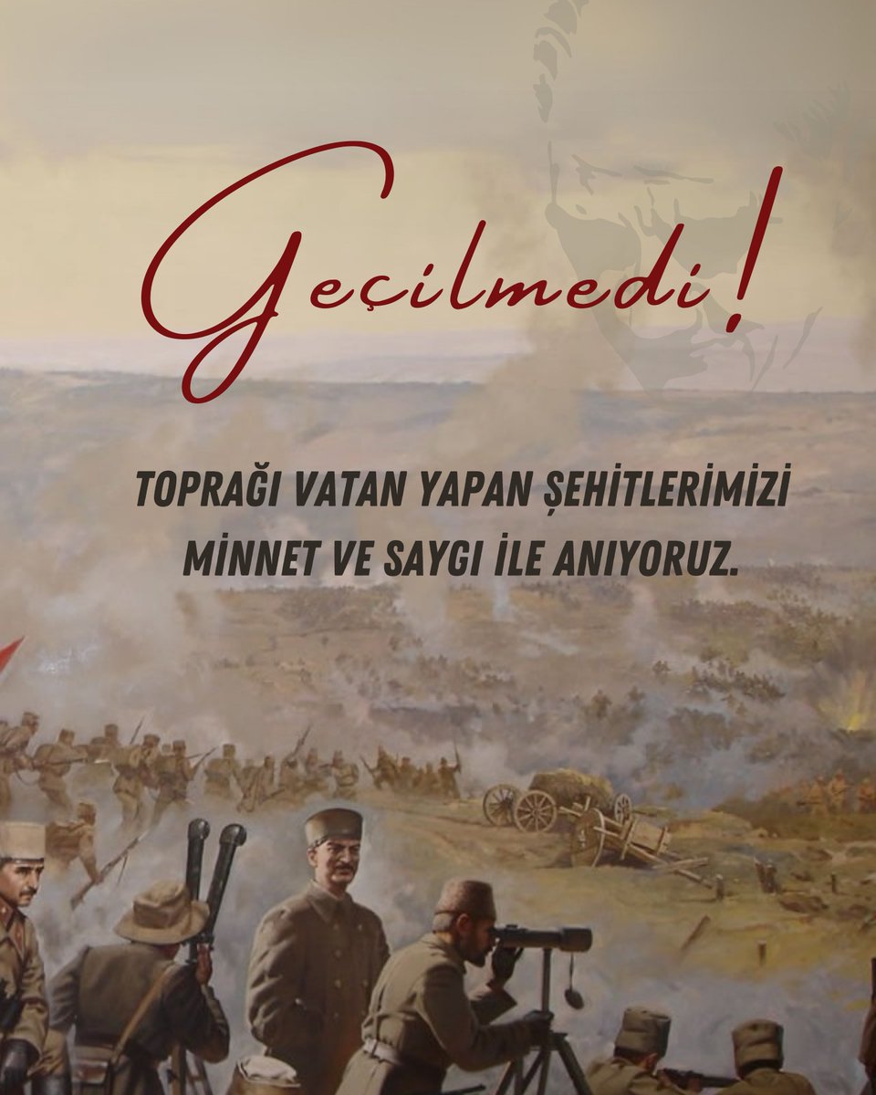 "Tarihi değiştiren zaferin 110. yılında şehitlerimizi rahmet ve minnetle anıyoruz. Çanakkale geçilmez! 🇹🇷

"On the 110th anniversary of the victory that changed history, we remember our martyrs with mercy and gratitude. Çanakkale is invincible!" 🇹🇷