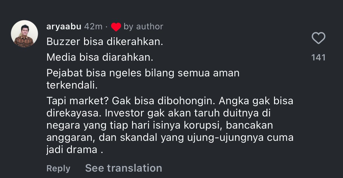 well said mas arya, market ga bisa boong🥲