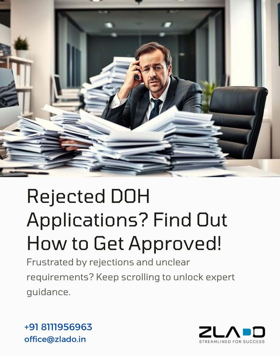 ZladoOffice's tweet photo. Struggling with Rejected DOH Applications? 

Are you tired of facing repeated rejections, feeling unsure about the requirements, or frustrated with the entire DOH application process? You're not alone — but we've got the solution!

Our expert team specializes in guiding professionals through successful DOH applications. We help you identify and fix common mistakes, ensure your qualifications are accurately verified, and support you every step of the way.

With our high success rate, expert knowledge, and dedicated support, we make the process smoother and stress-free.

Don’t let rejections hold you back — contact us today for a consultation and take the first step toward your DOH approval!

+91 8111956963
office@zlado.in

#DOHApplication #HealthcareCareers #SuccessTips #MedicalLicensing #CareerGrowth