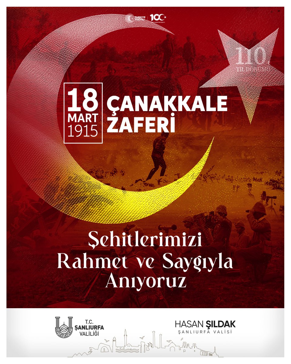 hasansildak's tweet photo. 🔴 18 Mart Çanakkale Zaferi, Türk Milletinin inanç, azim ve vatan aşkıyla yazılmış bir destandır.

⚪ Bu büyük Zafer, Çanakkale Ruhunun eseridir ve Cumhuriyetin ön sözüdür❕

🔴Başta bu destanın kahramanı Gazi Mustafa Kemal Atatürk ve Silah Arkadaşları olmak üzere Aziz Şehitlerimizi ve Gazilerimizi rahmetle anıyorum🇹🇷

#18MartÇanakkaleZaferi
#ŞehitleriAnmaGünü
#Şanlıurfa