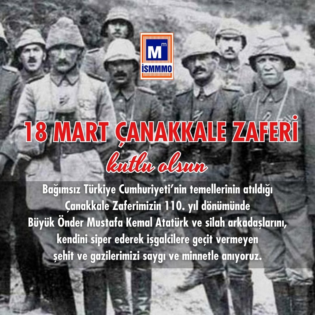 #18MartÇanakkaleZaferi kutlu olsun…
Bağımsız Türkiye Cumhuriyeti’nin temellerinin atıldığı Çanakkale Zaferimizin 110. yıl dönümünde Büyük Önder Mustafa Kemal Atatürk ve silah arkadaşlarını, kendini siper ederek işgalcilere geçit vermeyen şehit ve gazilerimizi saygı ve minnetle