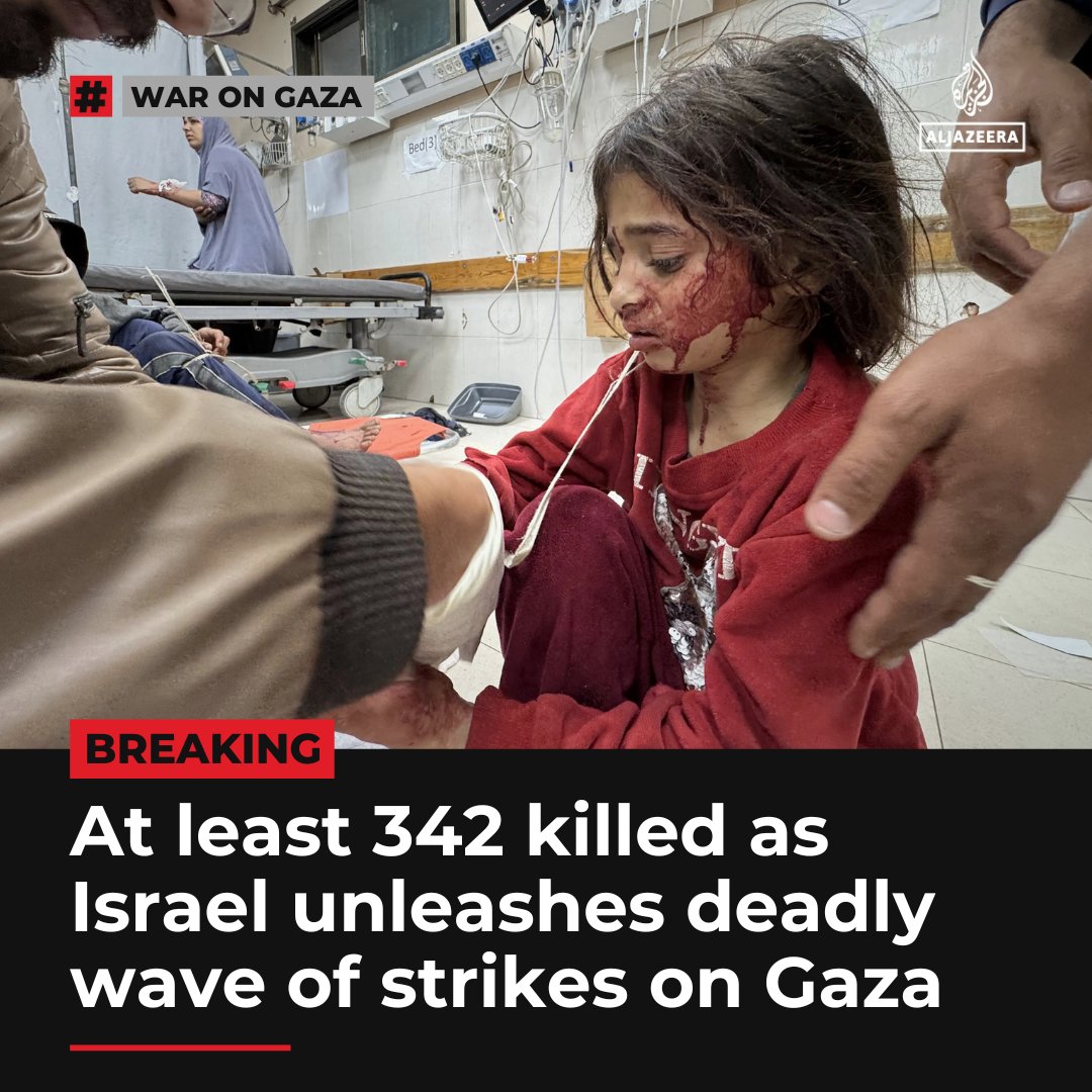 At least 342 Palestinians have been killed as Israel launched a massive assault on Gaza, shattering the fragile two-month-old ceasefire with Hamas.

🔗: aje.io/iq30g6