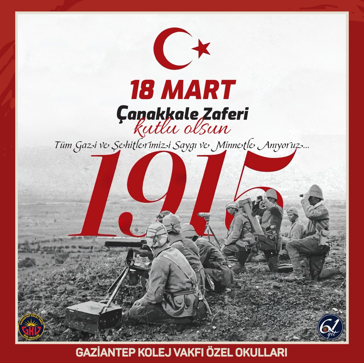 Bugün, Çanakkale Zaferi'nin 110. yıl dönümünde, başta Gazi Mustafa Kemal Atatürk olmak üzere, tarihe adını altın harflerle yazdıran tüm şehitlerimizi rahmet ve minnetle anıyoruz. 
18 Mart Çanakkale Zaferi Kutlu Olsun.
