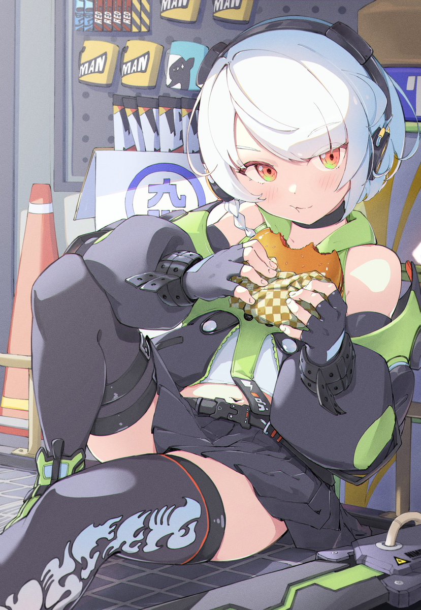 Craizuss's tweet image. ハンバーガーも食べますか？あげませんよ。
#zzzero #Anby #ゼンゼロ