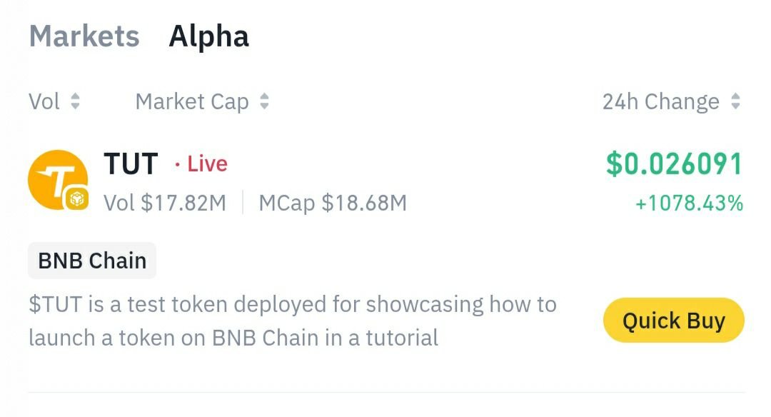 AsatBest's tweet photo. Binance Alpha listed $TUT 🔥 

Thank you all 🙏 T  @cz_binance @binance  @tutorialtoken https://t.co/gDDNvcMfyl