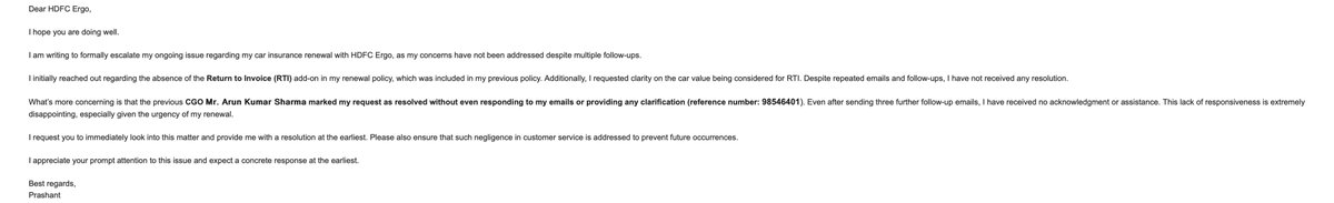 Ask_prashant_'s tweet photo. Unbelievable! Sent another email to @HDFCERGOGIC CGO yesterday, and yet again, they marked it as resolved without even replying. This is beyond frustrating. Zero accountability, zero customer support. @HDFCBank – Is this the service standard you stand by? https://t.co/s7q8Z5ibTh