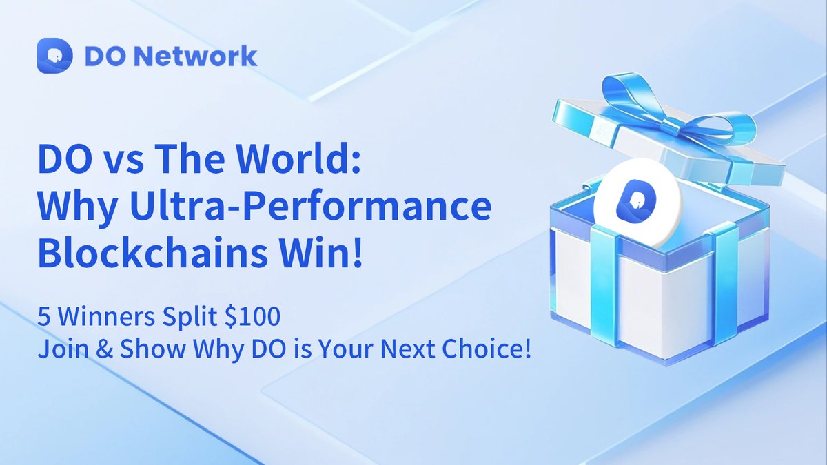 🚨 Tired of congested chains? Gas fees killing your vibe? 💸
DO Network’s ultra-performance is here to save your build! 🛠️

🎁 5 WINNERS split $100 in $DO!
⏰ March 18-23

👇 How to join:
1️⃣ Follow <a href="/Donetwork_club/">DO Network</a>
2️⃣ Retweet + Like + Tag 3 friends
3️⃣ Leave your DO wallet address