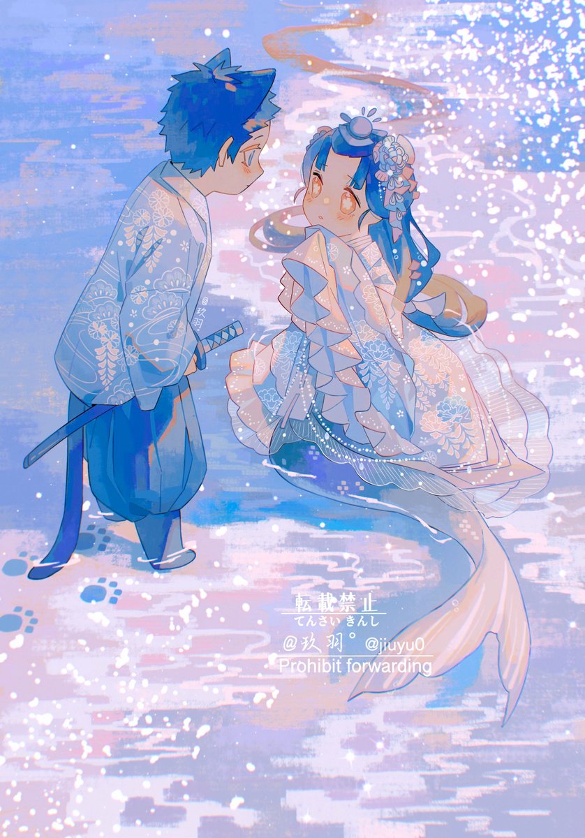 jiuyu0's tweet image. 「爱琴海」
猫猫武士和人鱼公主的故事♪
         情人节快乐♪

2025.2.14

#狛恋 #狛治 #恋雪 #猗窩座 #鬼滅の刃