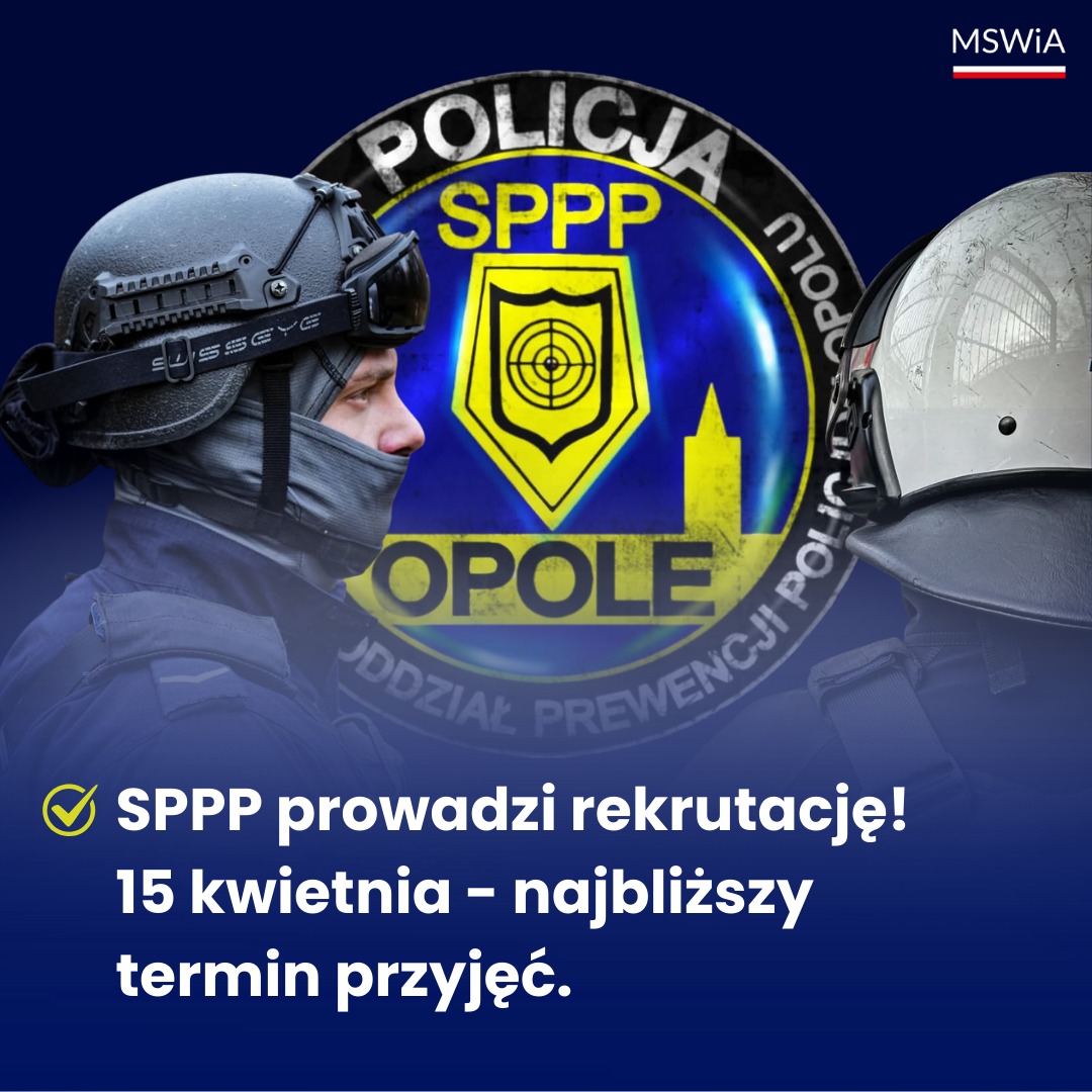 MSWiA_GOV_PL's tweet photo. 👮‍♂️🚔 Zostań policjantem – dołącz do @PolskaPolicja!

Jako funkcjonariusz będziesz dbać o bezpieczeństwo ludzi i porządek publiczny. Policja to coś więcej niż zawód – to misja! Dołącz do #SPPP.

Policja, jako ogólnopolski pracodawca, oferuje:
✅ Interesującą i pełną wyzwań służbę.
✅ Stabilne zatrudnienie i atrakcyjne warunki pracy.
✅ Profesjonalne szkolenie w nowoczesnych placówkach.

Terminy przyjęć do służby w 2025 roku:
📅 15 kwietnia | 12 maja | 7 lipca | 28 sierpnia | 16 września | 23 października | 25 listopada | 30 grudnia

Nie zwlekaj! Zostań częścią formacji, która ma realny wpływ na bezpieczeństwo społeczeństwa.