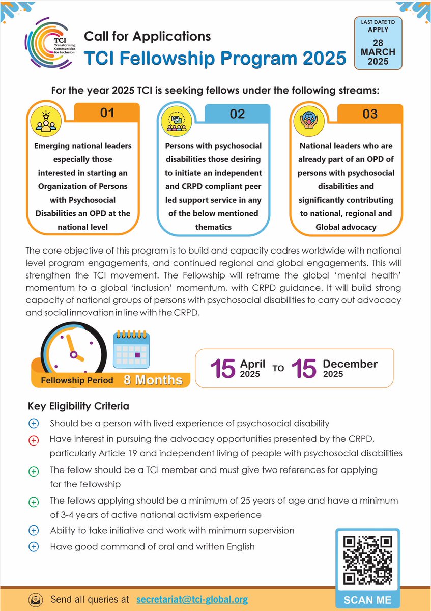 TCI-Global (@tci_global) on Twitter photo š¢Call for applications for TCI 2025 Fellowships.
Member OPDs who are interested in applying will have to submit their application to the TCI before 28th March atĀ secretariat@tci-global.org
Click here for more information:Ā tci-global.org/call-for-appli⦠š¢Call for applications for TCI 2025 Fellowships.
Member OPDs who are interested in applying will have to submit their application to the TCI before 28th March atĀ secretariat@tci-global.org
Click here for more information:Ā tci-global.org/call-for-appliā¦