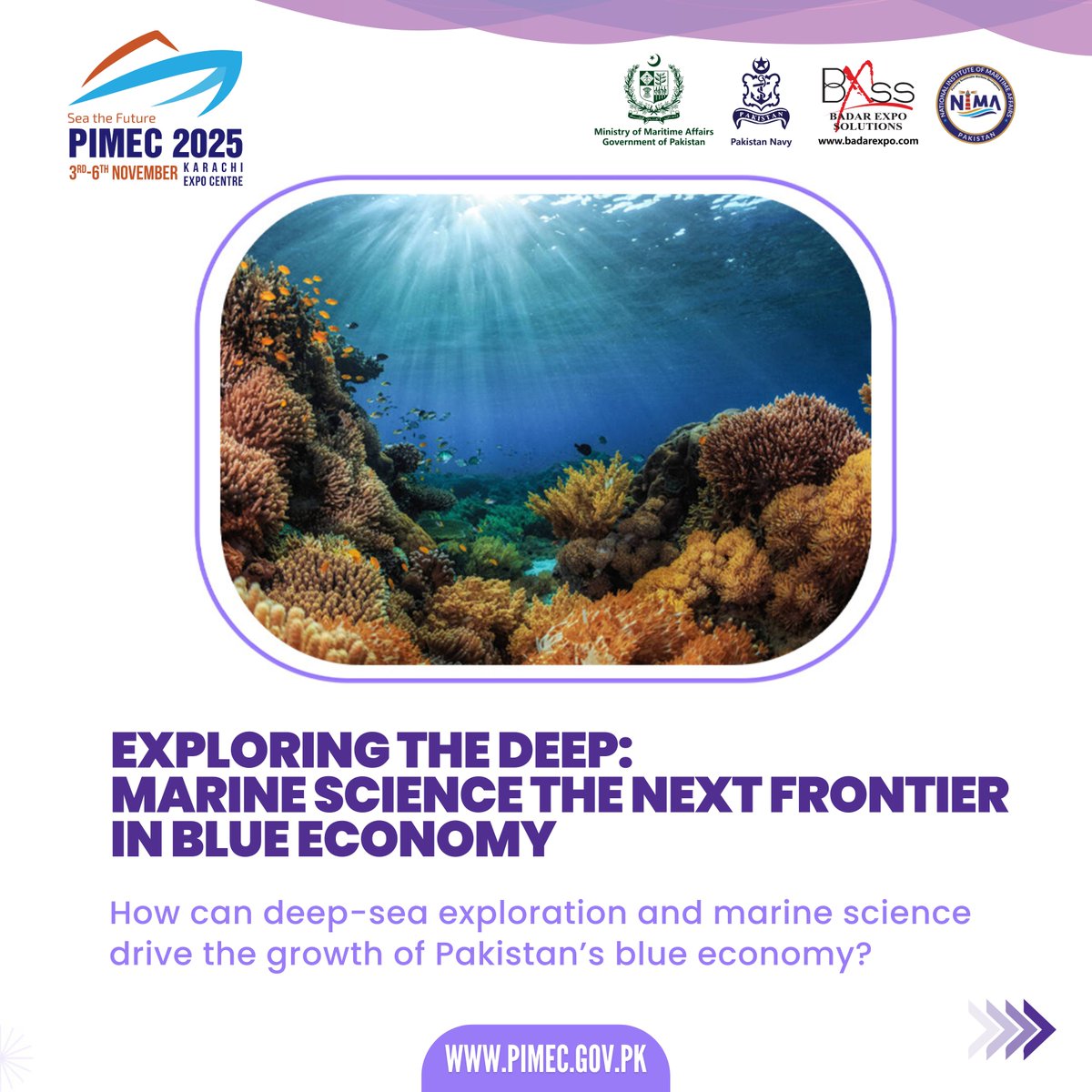 pimecexpo's tweet image. Dive into marine innovation at #PIMEC2025! From AI-driven deep-sea exploration to sustainable ocean industries, connect with global leaders &amp;amp; shape the Blue Economy.🚢

📅 Nov 3–6, 2025 | 📍 Expo Centre Karachi
🔹 In collaboration with @PakistanNavy &amp;amp; @BadarExpoSol.

#DeepSeaTech