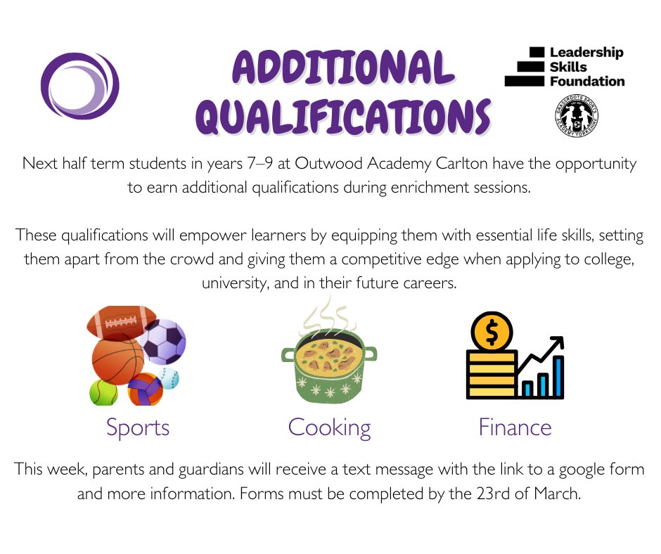 OACarlton's tweet photo. Our brilliant Student Voice Team has secured funding for students to gain additional qualifications during enrichment. Details of this will be introduced to KS3 this week.
๐ฐ ๐ฅ ๐งโ๐ณ
#PersonalDevelopment
#ElectiveCurriculum
#Sought
#GrowingGoodHumans https://t.co/mrTbm9kh63