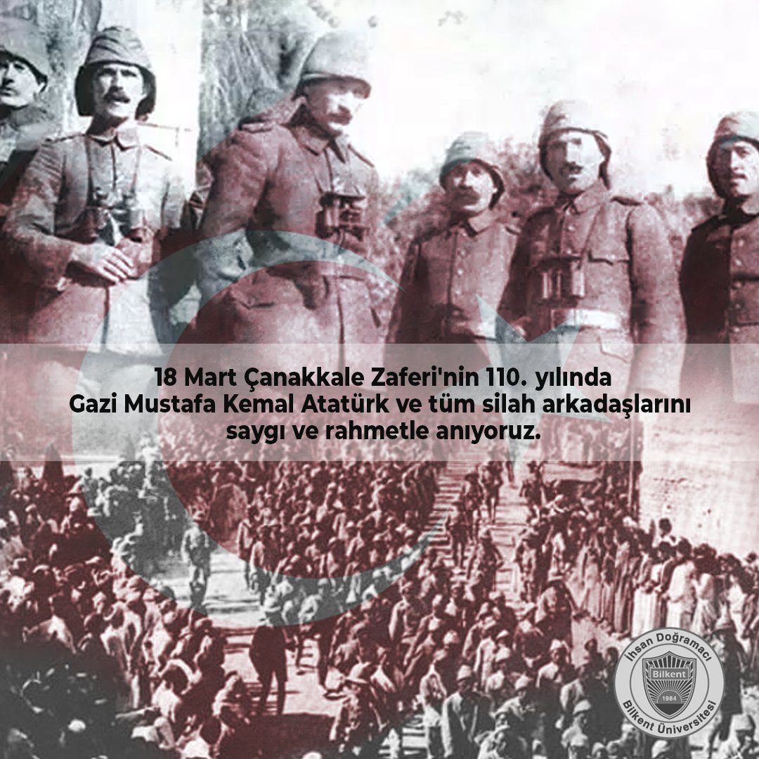 ..Ey,
bu topraklar için toprağa düşmüş, asker!
Gökten ecdad inerek öpse o pak alnı değer...
(Mehmet Akif Ersoy)
 
Bugün, 18 Mart Çanakkale Zaferi'nin 110. yılında başta Gazi Mustafa Kemal Atatürk olmak üzere tüm kahraman silah arkadaşlarını saygı ve rahmetle anıyoruz. 🇹🇷