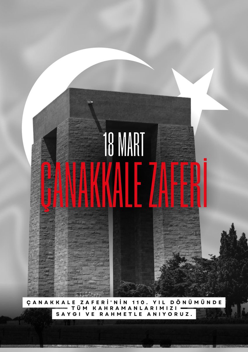 Çanakkale Zaferi'nin 110. yıl dönümünde tüm kahramanlarımızı saygı ve rahmetle anıyoruz.

#18martçanakkalezaferi