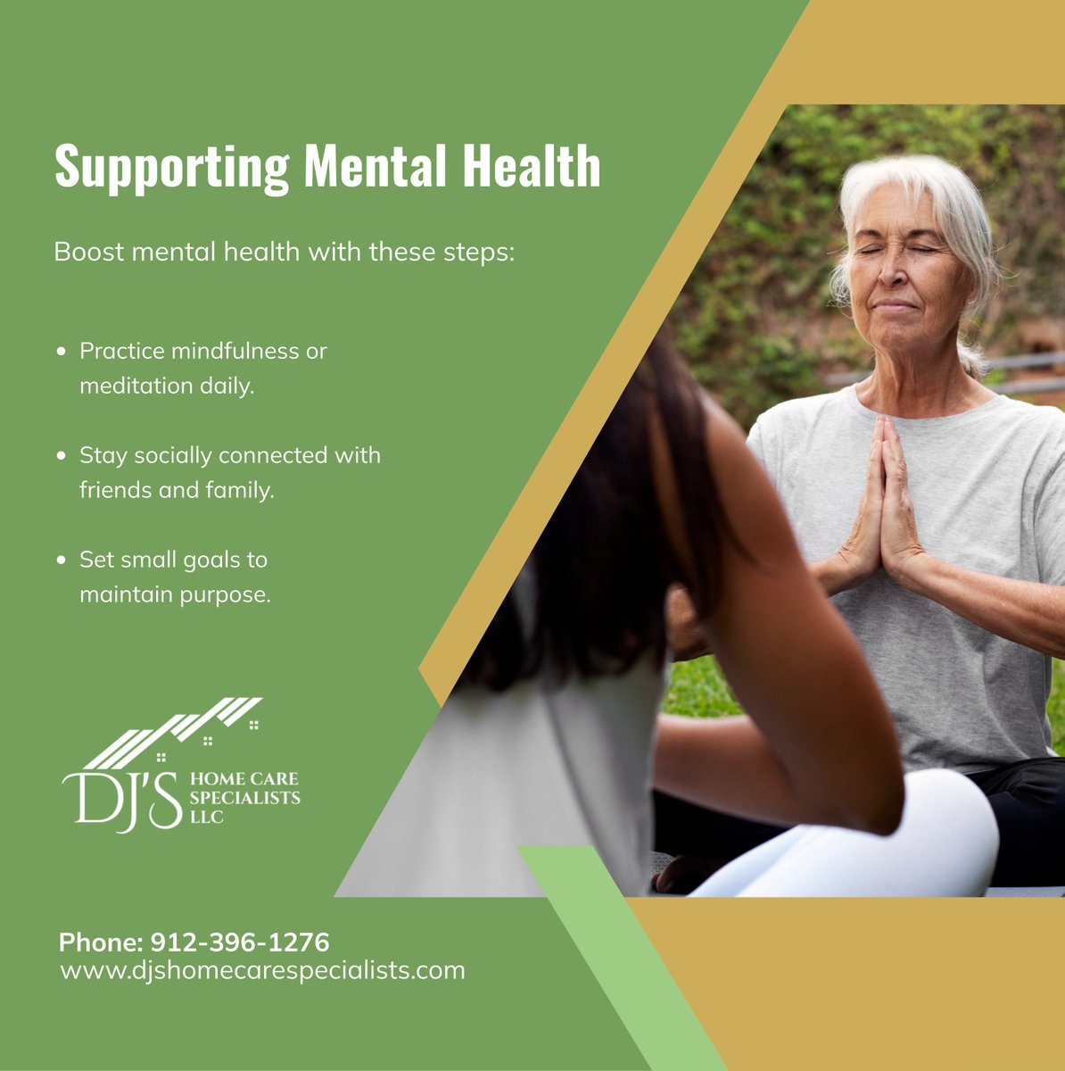 djshomecllc's tweet image. Prioritize mental well-being with simple strategies that bring peace and purpose to your day. Start implementing these today!
 
#SpringfieldGA #HomeCare #MentalHealthTips