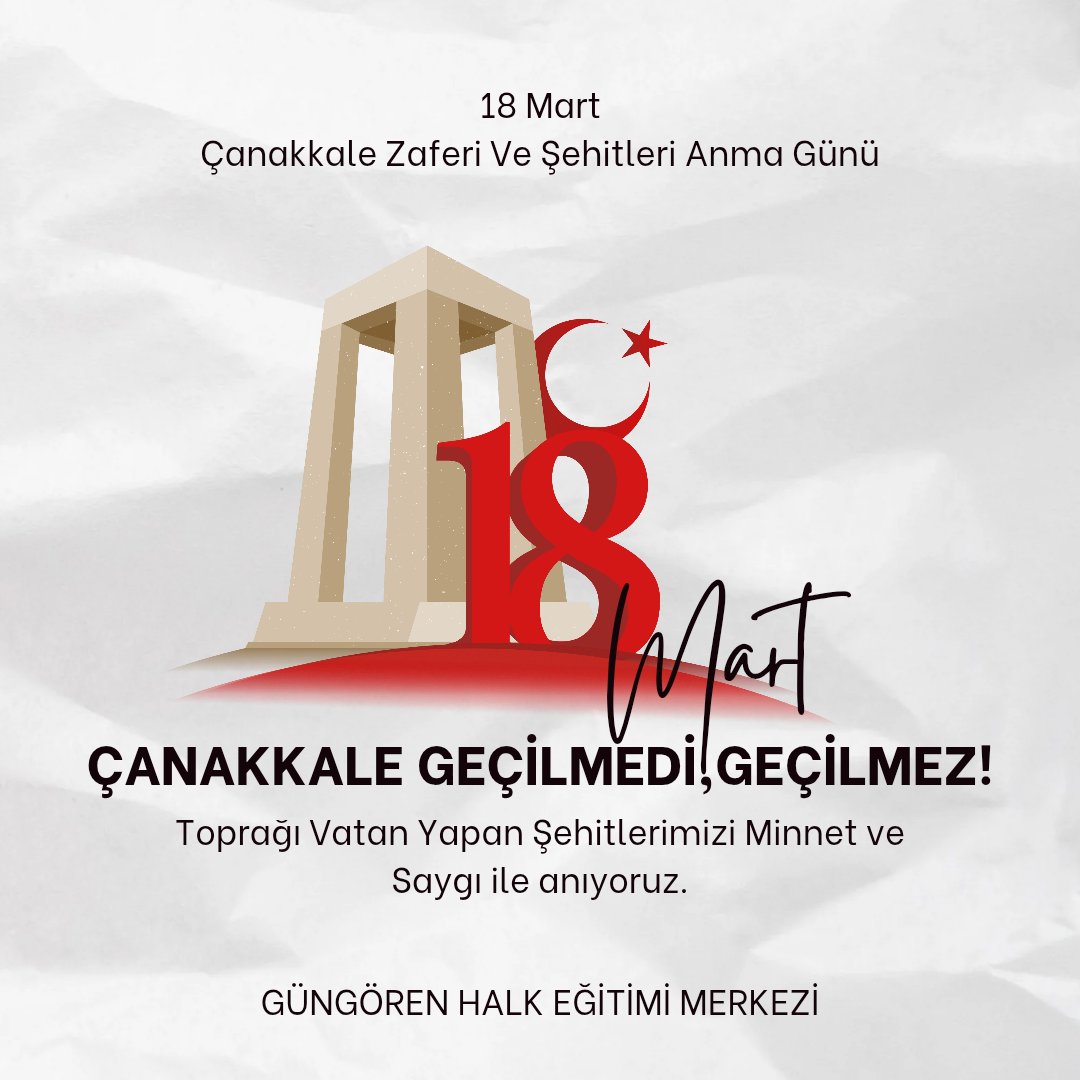 Çanakkale Zaferi'nin 110. yıl dönümünde başta Ulu Önder Gazi Mustafa Kemal Atatürk olmak üzere bu topraklar için canlarını feda eden şehitlerimizi Rahmet, Minnet ve Şükran ile anıyoruz

18 Mart Çanakkale Zaferi ve Şehitleri Anma Günü Kutlu Olsun 🇹🇷

#18Mart #ÇanakkaleGeçilmez