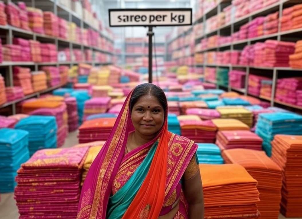 Sarees Sold by Kilogram in Surat ; It comes to Rs. 17.50 per Saree