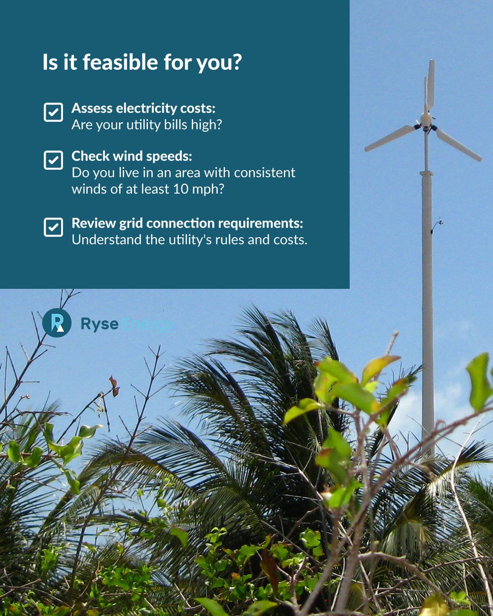 Connect your wind system to the grid to cut bills and earn incentives. Feasibility depends on wind speeds, costs, and utility requirements. Ryse Energy offers tailored renewable solutions. Contact: info@ryse.energy. #RenewableEnergy #Sustainability
