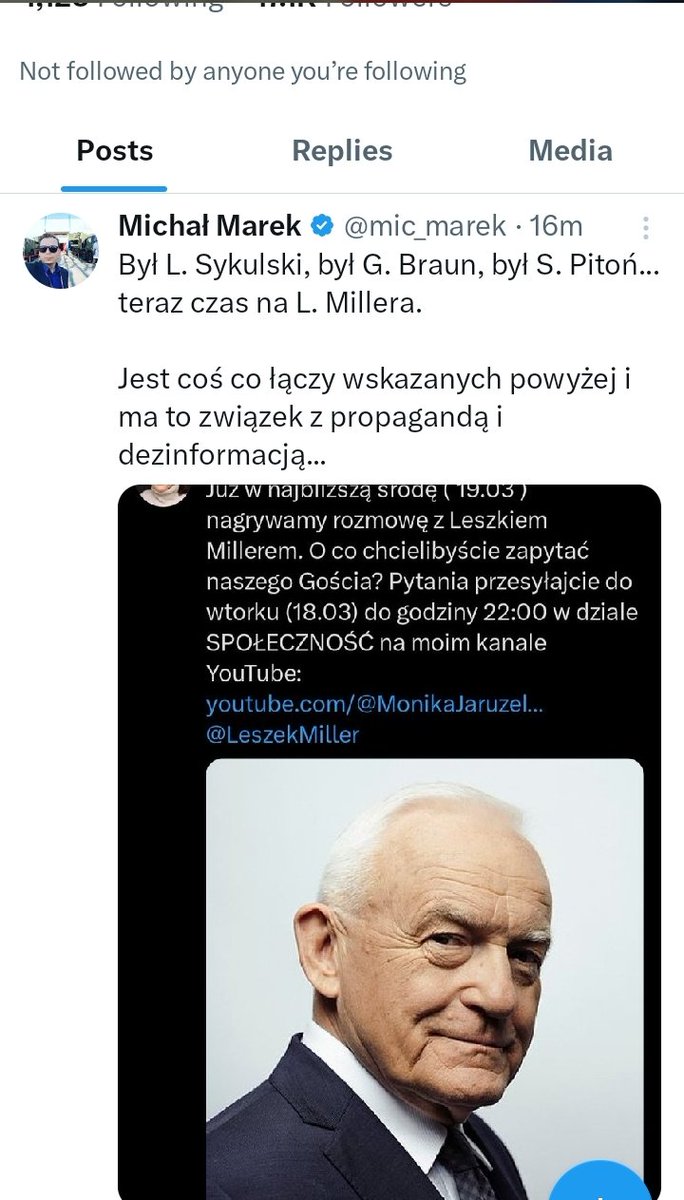 davno_pora (@davno_pora) on Twitter photo Łowca rosyjskich narracji znowu nadaje. Tym razem wytypował <a href="/LeszekMiller/">Leszek Miller</a> w jednym szeregu z <a href="/GrzegorzBraun_/">Grzegorz Braun</a> <a href="/Leszek_Sykulski/">Leszek Sykulski</a> <a href="/SebastianPiton/">Sebastian Pitoń</a>
Ciekawe, czy i kiedy ten obłęd się skończy? Czy dożyjemy czasów gdy czarne będzie czarne a białe białym? Łowca rosyjskich narracji znowu nadaje. Tym razem wytypował <a href="/LeszekMiller/">Leszek Miller</a> w jednym szeregu z <a href="/GrzegorzBraun_/">Grzegorz Braun</a> <a href="/Leszek_Sykulski/">Leszek Sykulski</a> <a href="/SebastianPiton/">Sebastian Pitoń</a>
Ciekawe, czy i kiedy ten obłęd się skończy? Czy dożyjemy czasów gdy czarne będzie czarne a białe białym?