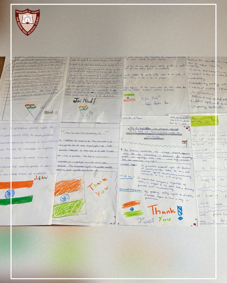 IHSDubai_1961's tweet image. Young Voices, Big Reflections!
Students at The Indian High School, Oud Metha explored how the Constitution of India shapes their daily lives through an insightful essay-writing activity. #ConstitutionInAction #StudentVoices #EssayWriting #EmpoweredByTheConstitution #FutureLeaders