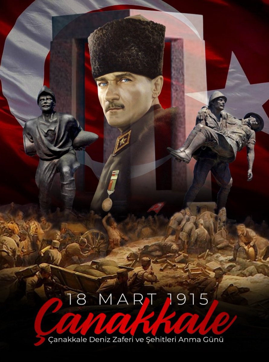 #18MartÇanakkaleZaferi 🇹🇷

Vatan sevdasıyla, bağımsızlık ruhuyla yanıp tutuşan bir halkın düşmana karşı büyük zaferi kutlu olsun..

GAZİ MUSTAFA KEMAL ATATÜRK'ü ve silah arkadaşlarını sonsuz rahmet ve saygıyla anıyorum.. 
...