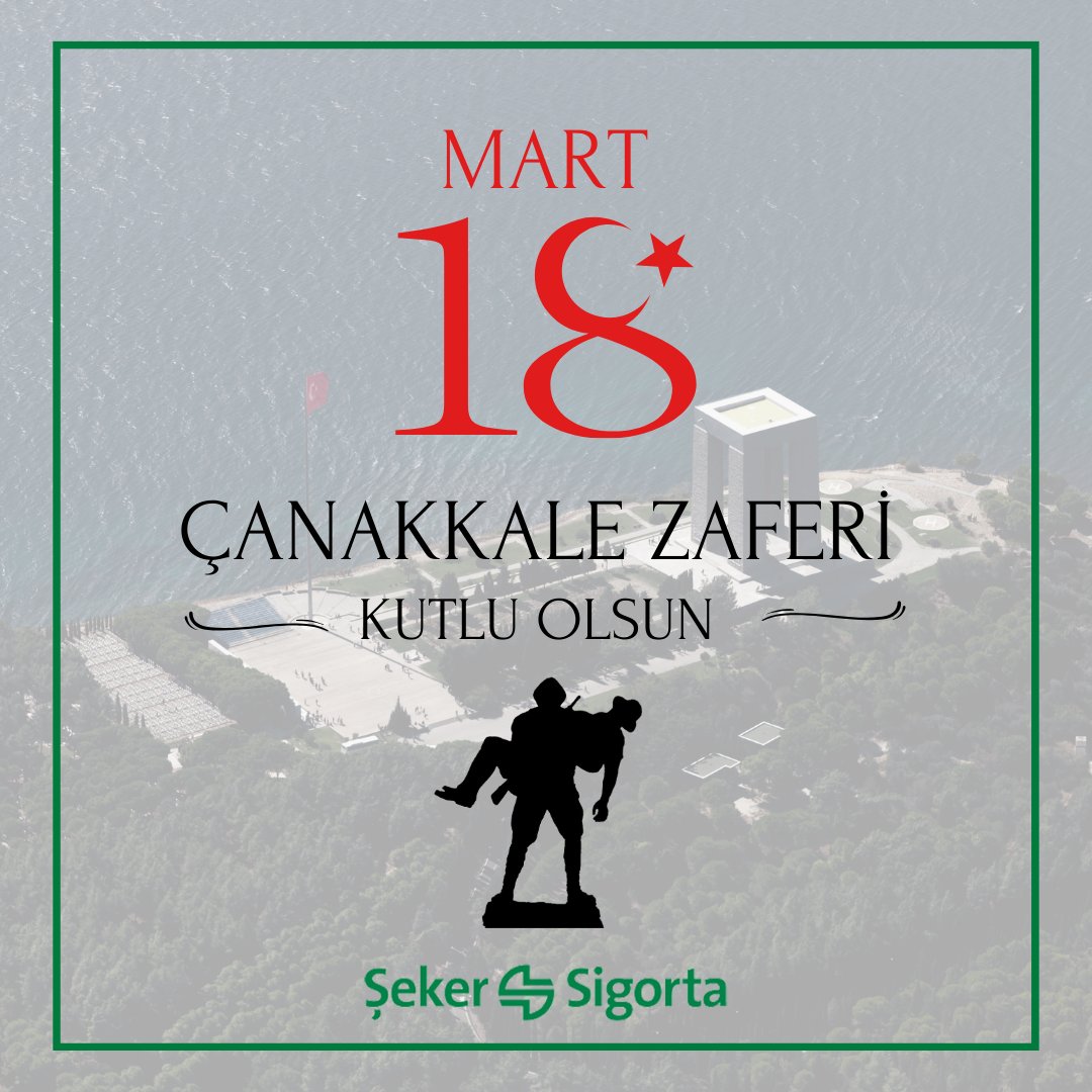 “Çanakkale Zaferi, Türk askerinin ruh kudretini gösteren şayanı hayret ve tebrik bir misaldir. Emin olmalısınız ki, Çanakkale Muharebelerini kazandıran bu yüksek ruhtur."
M. Kemal ATATÜRK

#SekerSigorta
#18MartÇanakkaleZaferi