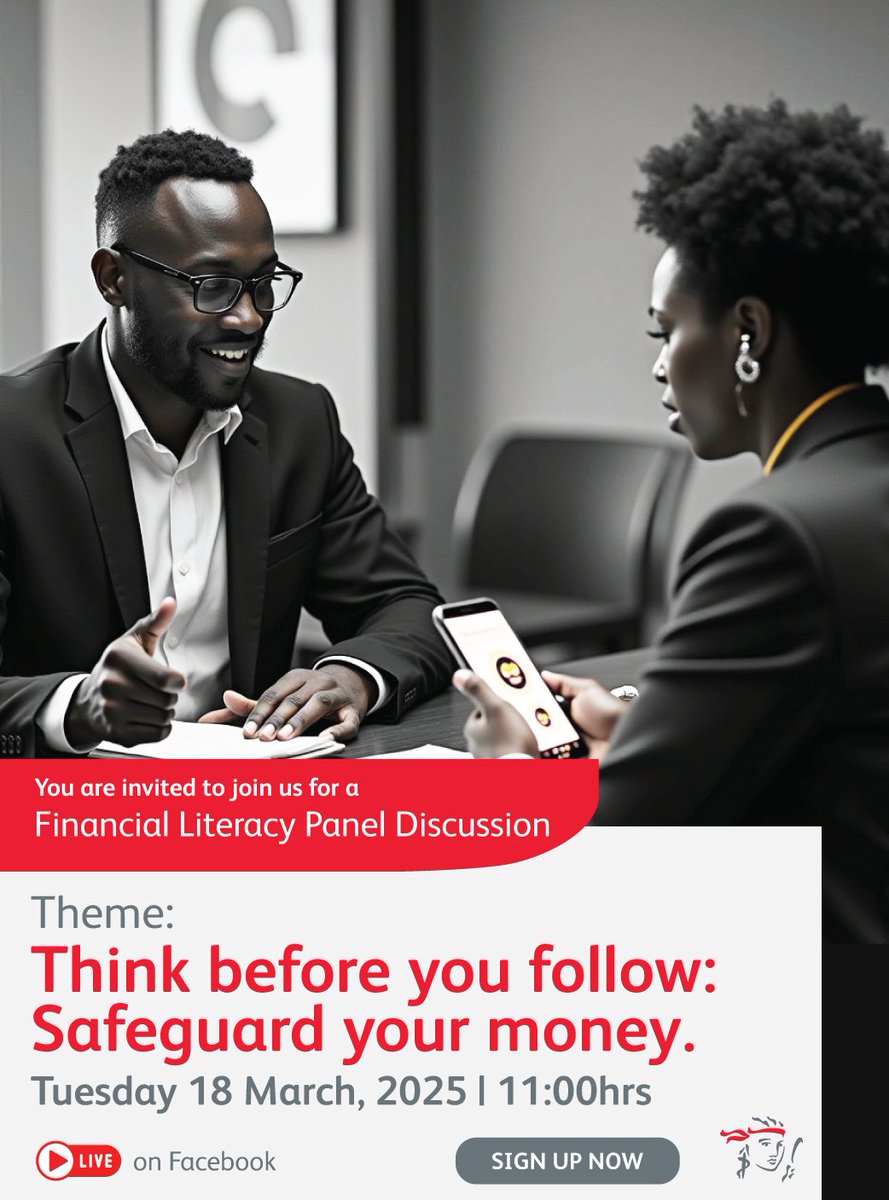 Join us for a Facebook Live panel discussion with experts from Prudential and PIA as they converse on, insurance, finance &amp; the #FinancialLiteracyWeek theme, "think before you follow, safeguard your money." Tuesday, 18 March 2025  @ 11hrs on our Facebook page! 
#GMW2025