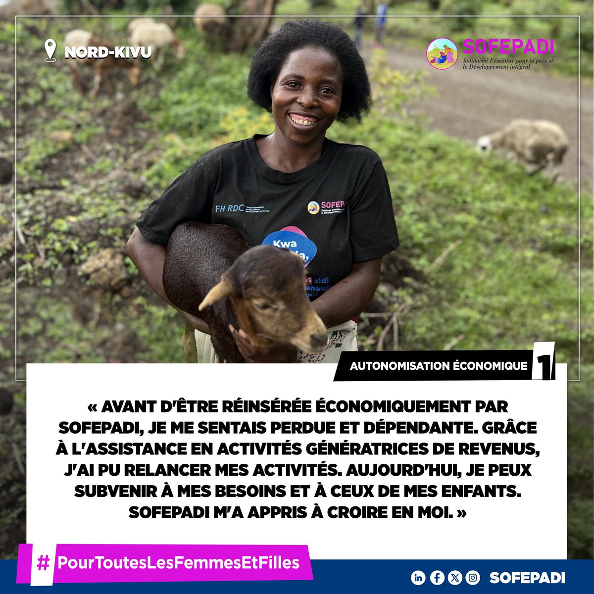 sofepadi's tweet photo. En ce mois dédié aux femmes, nous célébrons les voix de celles qui ont transformé leur vie grâce à #Sofepadi et ses partenaires.
👉 "Avant d'être réinsérée économiquement, je me sentais perdue. Grâce à cette assistance, j'ai relancé mes activités. Aujourd'hui, je peux subvenir à mes besoins et à ceux de mes enfants. Sofepadi m'a appris à croire en moi."
Pour toutes les femmes et les filles : droits, égalité et autonomisation ! #JournéeInternationaleDesFemmes #8mars #PourToutesLesFemmesEtFilles