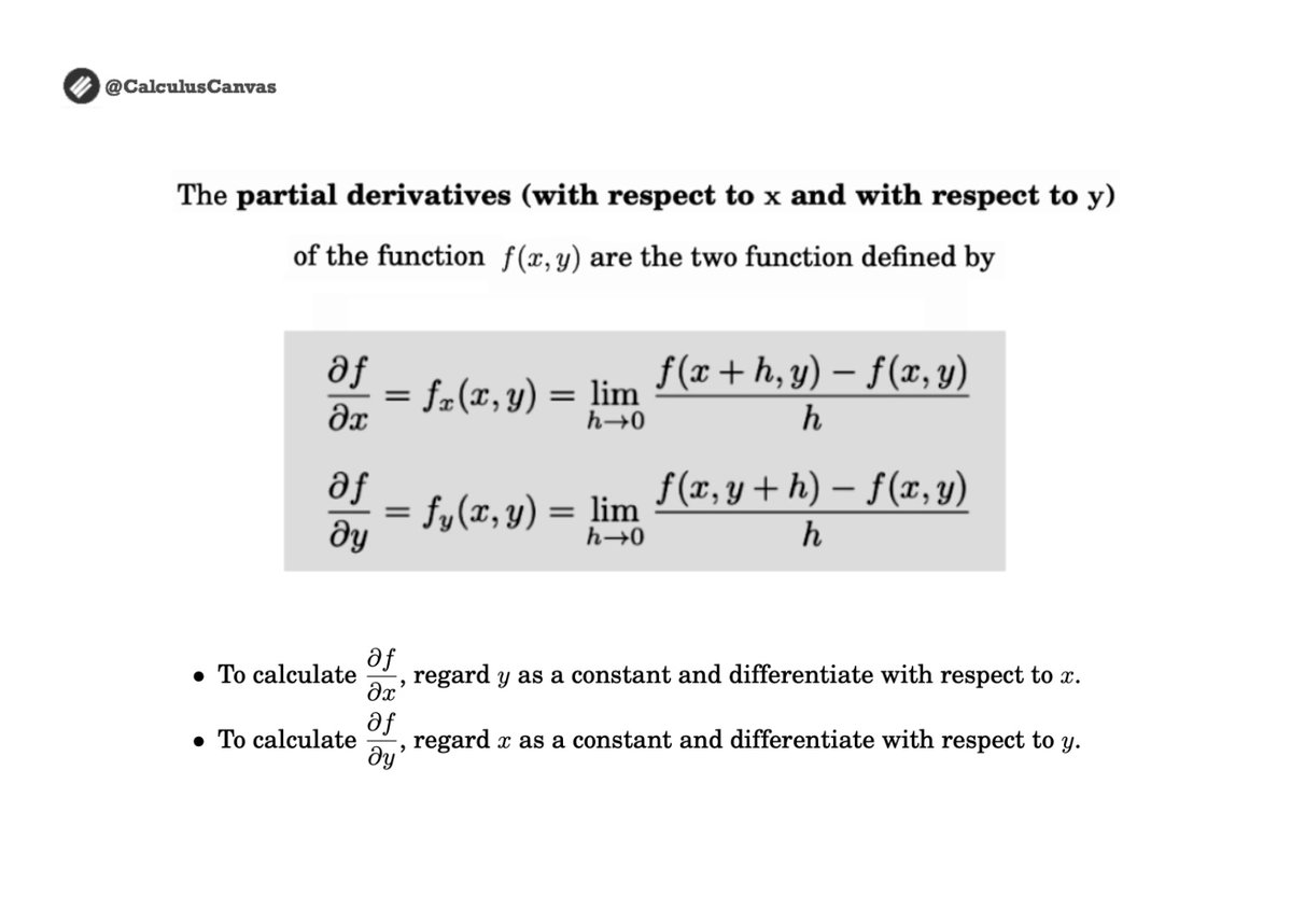 TheMathFlow's tweet image. Definition of Partial Derivatives with Respect to (x) and (y)...ᝰ.ᐟ