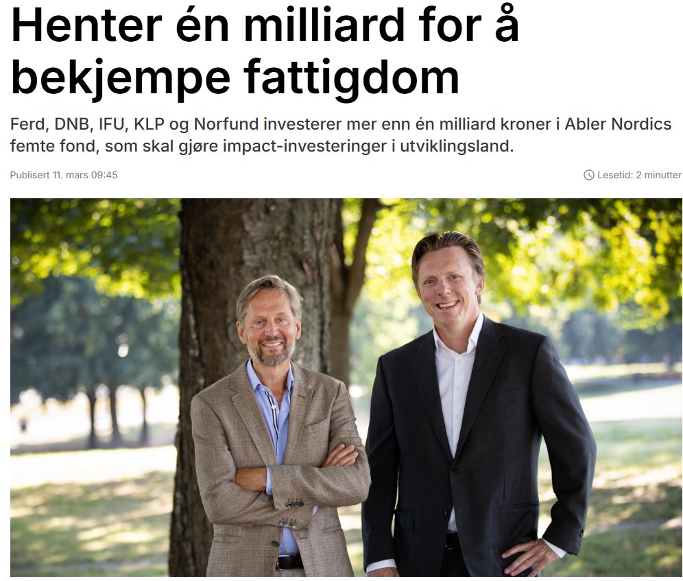 💥𝗙𝘂𝗻𝗱 𝗩 𝗶𝘀 𝗹𝗶𝘃𝗲! We've raised 1B NOK from owners DNB, Ferd AS, IFU, KLP &amp; Norfund to invest in financial institutions, giving low-income households across Africa &amp; Asia access to services that fuel businesses &amp; climate resilience 🌱 👉🏾shorturl.at/jsWYL