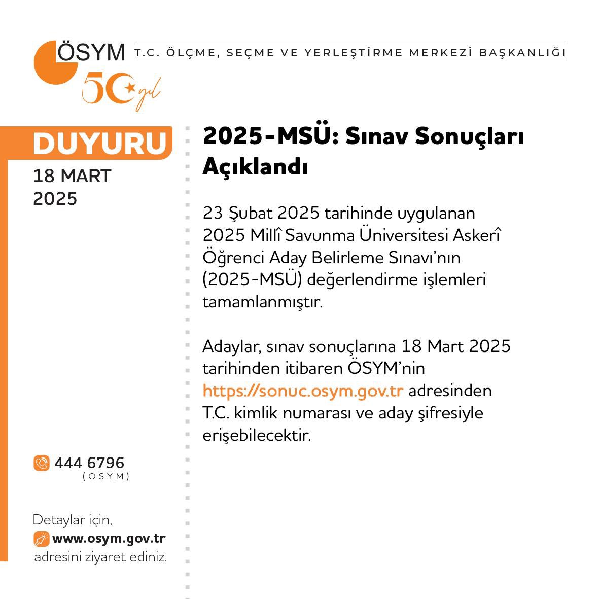 2025-MSÜ: Sınav Sonuçları Açıklandı

osym.gov.tr/TR,33094/2025-…