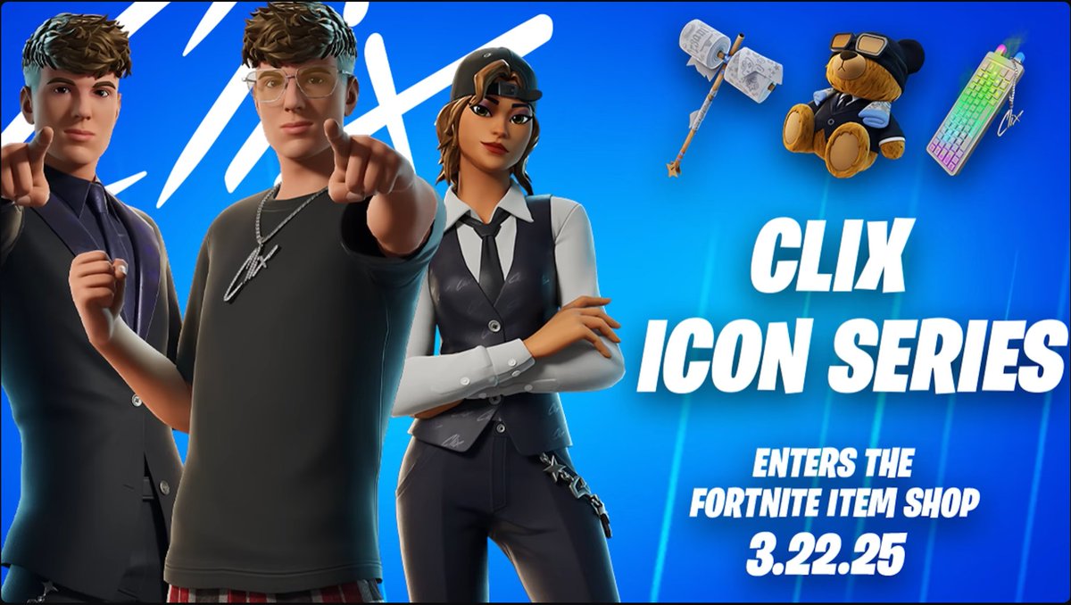 🚨 Clix Icon Skin Bundle Giveaway! 🚨

Who wants the new Clix Icon Skin Bundle? 🎮🔥

How to enter:
✅ Like this tweet
🔁 Retweet
📲 Follow me on X  &amp; Twitch (twitch.tv/chubsc)
Winner announced [3.22.25]! Good luck! 🍀 #Fortnite #Giveaway #Clix