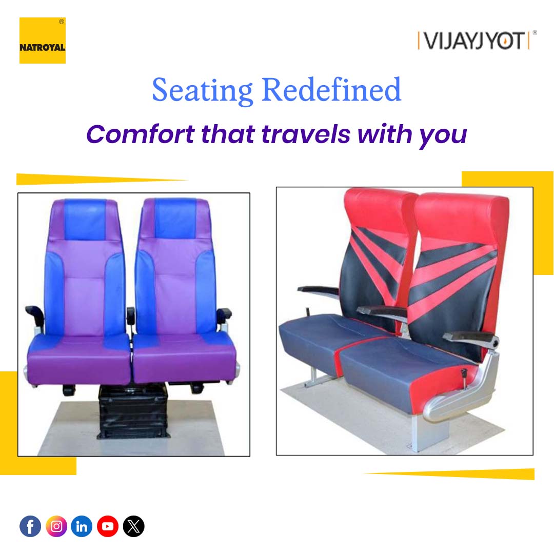 NatroyalGroup's tweet image. Built to last, designed for comfort #Vijayjyot #SeatingComponents deliver strength, durability &amp;amp; ergonomic excellence for #ACChairCar Executive 2x2 #RailwaySeats @RailMinIndia 

#seatingsolutions #passengercomfort #makeinindia #railwayinteriors #natroyalgroup #indianrailways