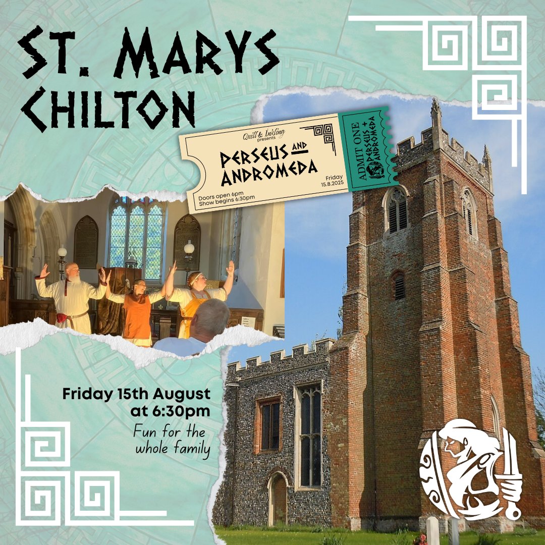 ⭐ Summer Tour Spotlight ⭐
The ninth stop on our tour of Perseus &amp; Andromeda is the lovely St Mary's Church in Chilton.
🎭 Friday 15th at 6:30pm
🎟️ ticketsource.co.uk/quill-inkling
🔔 Book before midnight on 31st March and use the code EARLY10 to pay £10 for any ticket