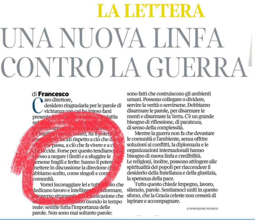 Nico Piro (@_nico_piro_) on Twitter photo In poche righe scritte dal letto d’ospedale <a href="/Pontifex_it/">Papa Leone XIV</a> illumina due concetti: 1 la disabilità che ignoriamo perche ci mette in discussione, fa vacillare la nostra normalità 2 la necessità di disarmare le parole (essenziale per quel po’ che resta del giornalismo) In poche righe scritte dal letto d’ospedale <a href="/Pontifex_it/">Papa Leone XIV</a> illumina due concetti: 1 la disabilità che ignoriamo perche ci mette in discussione, fa vacillare la nostra normalità 2 la necessità di disarmare le parole (essenziale per quel po’ che resta del giornalismo)