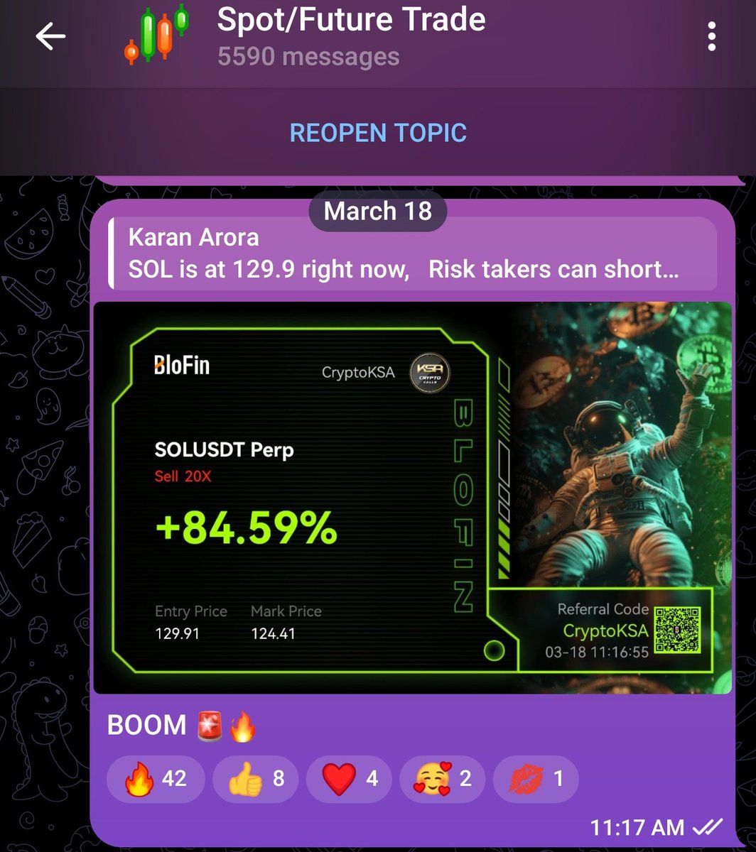 Another scalp short $SOL shared yesterday night for my Free VIP Group and already got 4% Move 🔥✅️

Also, we did $BTC short at 84500 and captured $1400 points short trade 🚀

Cheers FAM 💯

Join my free vip group using link in comments 👇