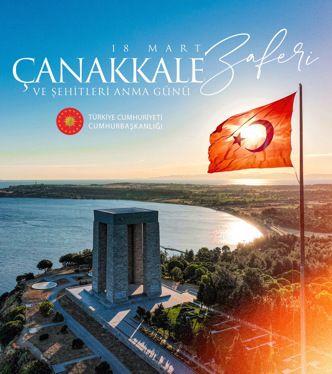 Türkiye Cumhuriyeti Cumhurbaşkanlığı olarak, 18 Mart Şehitleri Anma Günü ve Çanakkale Zaferi’nin 110. yıl dönümünde Cumhuriyetimizin banisi Gazi Mustafa Kemal Atatürk başta olmak üzere Çanakkale’yi geçilmez kılan kahramanlarımızı rahmetle, şükranla yâd ediyoruz.