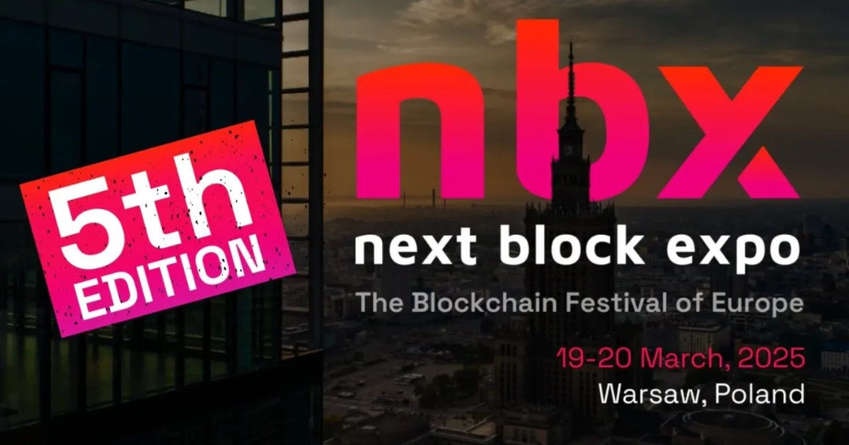 Cryptoken Media is thrilled to announce that we’re heading to Next Block Expo 2025 in Warsaw, Poland, on March 19-20! 🎉

Join us at one of Europe’s largest blockchain festivals, featuring 2,000+ attendees, 100+ speakers, 200+ startups, and 100+ investors. Expect top discussions