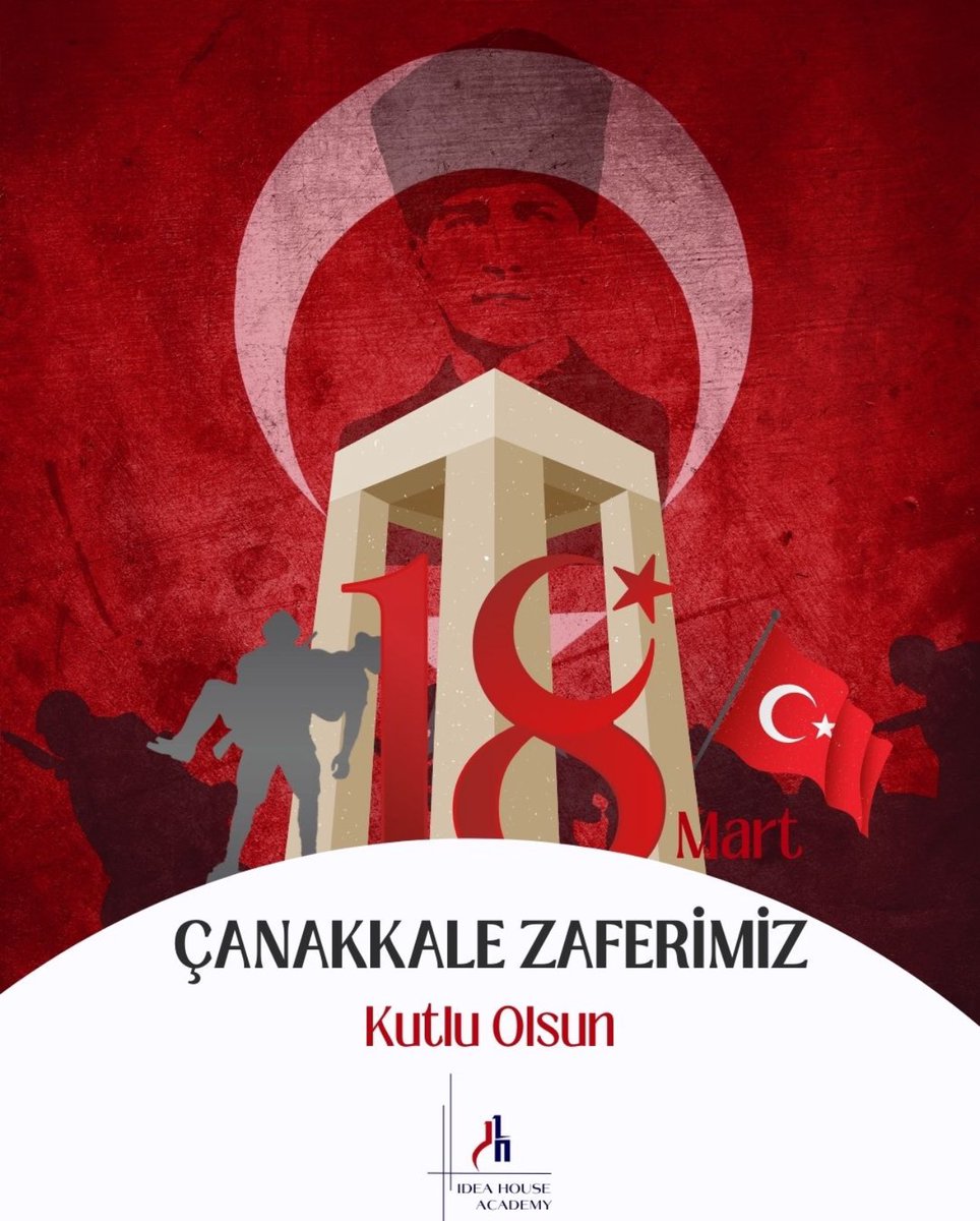 Çanakkale; bağımsızlık ve özgürlüğün destanı, inancın, cesaretin ve fedakârlığın sembolü, bir milletin yeniden doğuşunun adıdır.
Gazi Mustafa Kemal Atatürk ve  tüm şehitlerimizi rahmet, minnet ve saygıyla anıyoruz.
<a href="/IdeaHouse35/">Idea House Academy 5.0</a> 
#18MartÇanakkaleZaferi 
#Canakkale