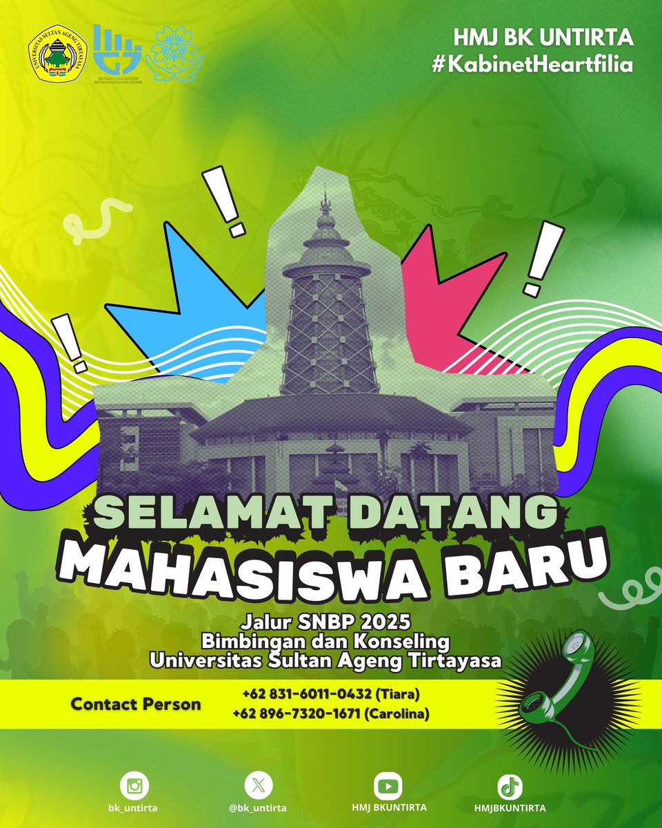 [SELAMAT DATANG MAHASISWA BARU BIMBINGAN DAN KONSELING]

Bagi kalian yang telah dinyatakan lolos, segera hubungi CP di bawah ini:

🗣️ Contact Person :
+62 831-6011-0432 (Tiara)
+62 896-7320-1671 (Carolina)

Sampai ketemu di info selanjutnya👋🏻