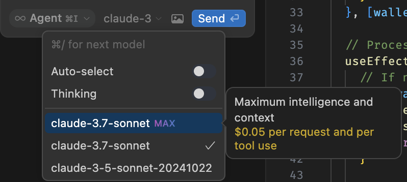 Cursor charging 5 cents per request AND tool use to use Claude 3.7 MAX

For comparison, GPT-4.5-prev is $2 per request