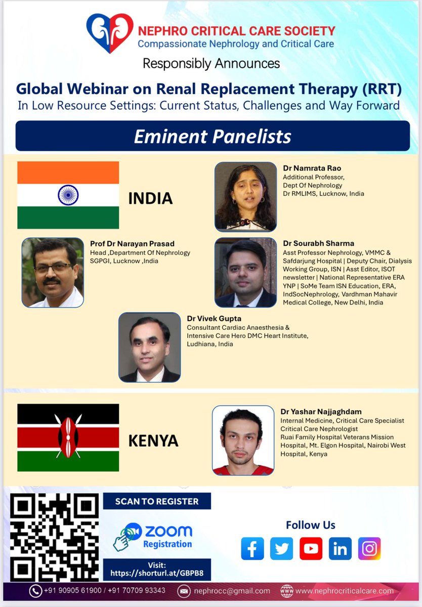 "Be the change—create solutions, shape a better world, achieve the unprecedented."

🌍 Join Us for a Landmark Global Webinar on Renal Replacement Therapy (RRT)!

📅 Date: April 3rd, 2025
🕖 Time: 07:00 PM IST | 02:30 PM BST | 05:30 PM GST

🔬 Theme: "RRT in Low-Resource Settings: