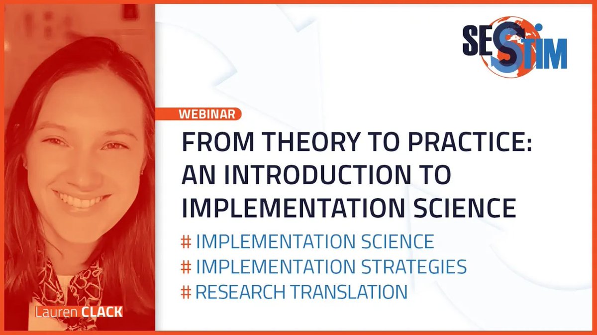 [#Webinar] A new video of our QuanTIM Webinars is online! ⤵️

💬 From Theory to Practice: An Introduction to Implementation Science
🗣️ Lauren Clack (<a href="/UZH_en/">University of Zurich</a>, <a href="/IfIS_UZH/">Institute for Implementation Science in HealthCare</a>, <a href="/Unispital_USZ/">Unispital_USZ</a>)

💻 sesstim.univ-amu.fr/fr/video-box/w…
